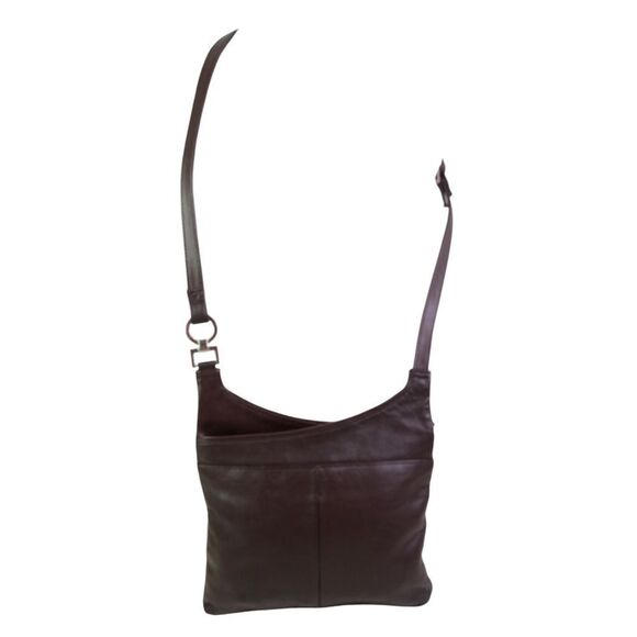 ROOMY DARK BROWN GENUINE LEATHER ZIP X-BODY MESSENGER SHOULDER BAG HANDBAG PURSE - Picture 5 of 16